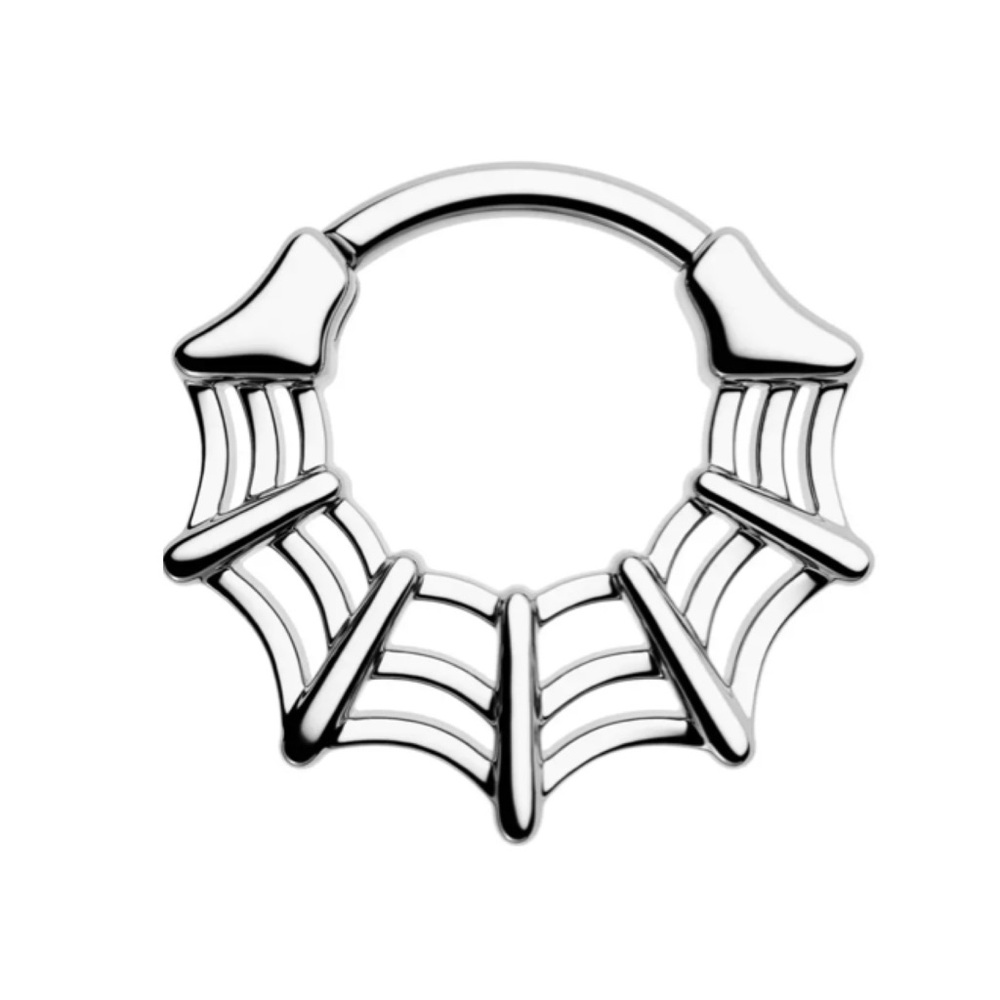 16G 10mm Stainless Steel Spiderweb Septum Daith Helix Clicker Ring Goth Jewelry